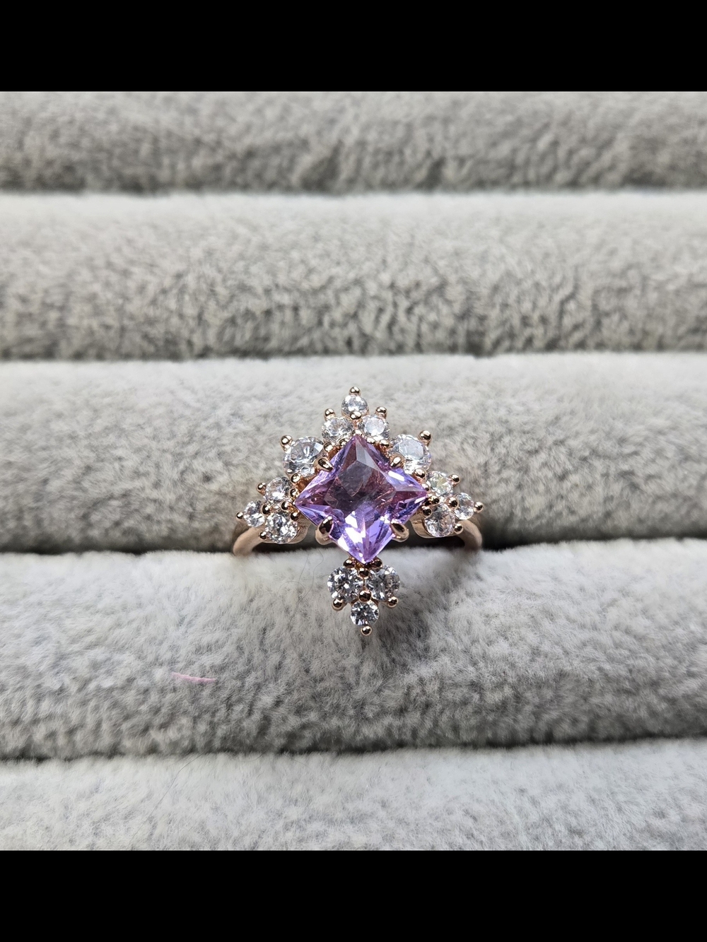 Size 7 Rose Gold Plated Bomb Party Amethyst Ring